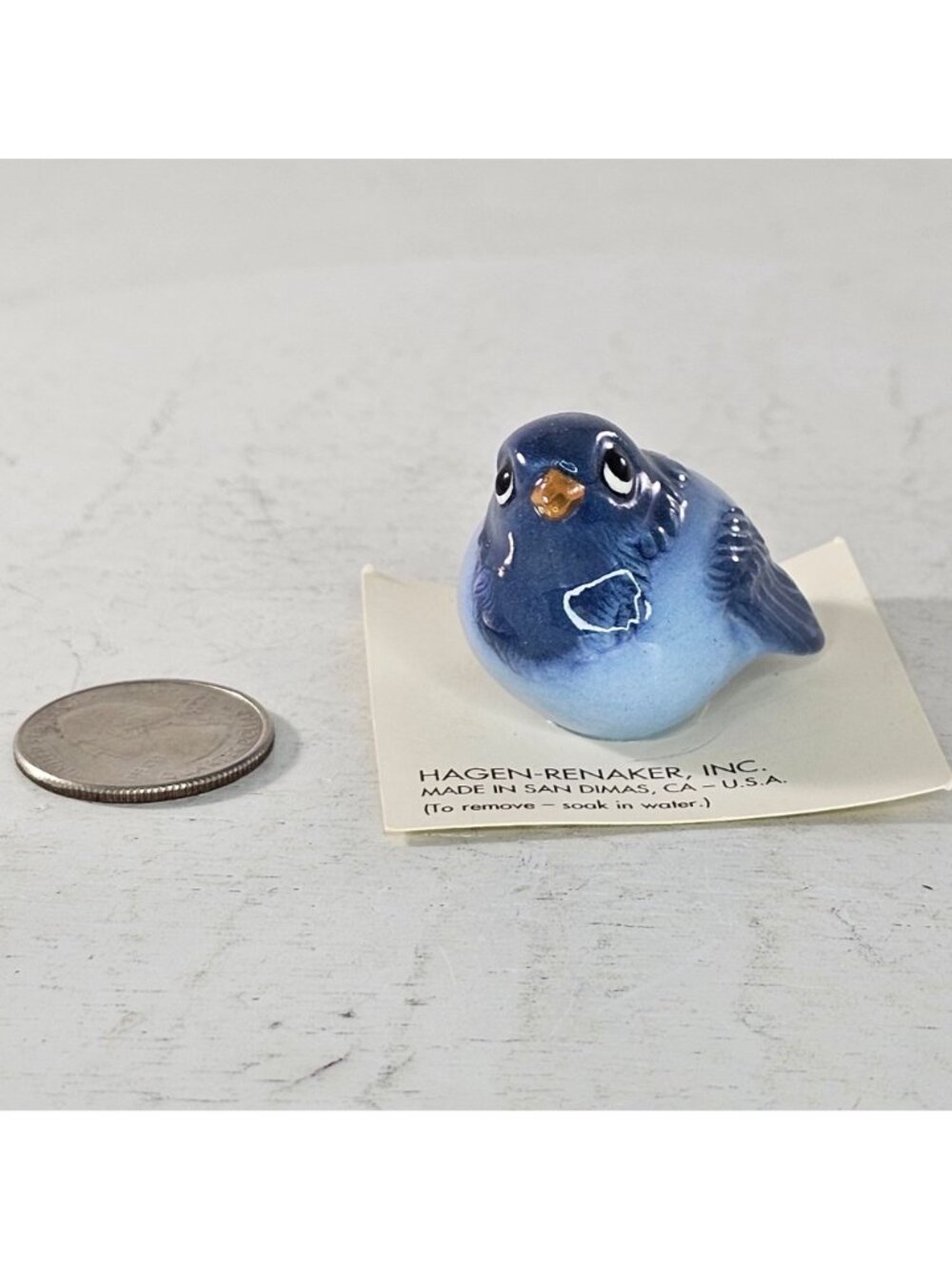 Vintage Hagen Renaker Blue Bird Miniature Figurine On Original Card #167 - Picture 7 of 8